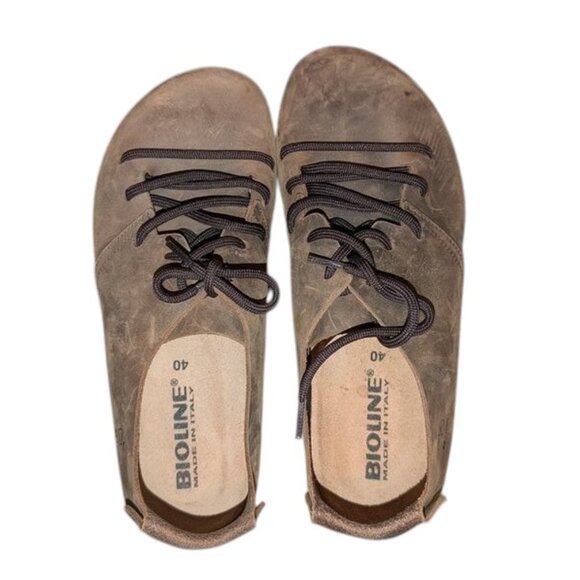 Bioline Line On Bruce Fettbraun Leather Lace Up Bootie Waxed Scarpetta Sneaker - Picture 6 of 7